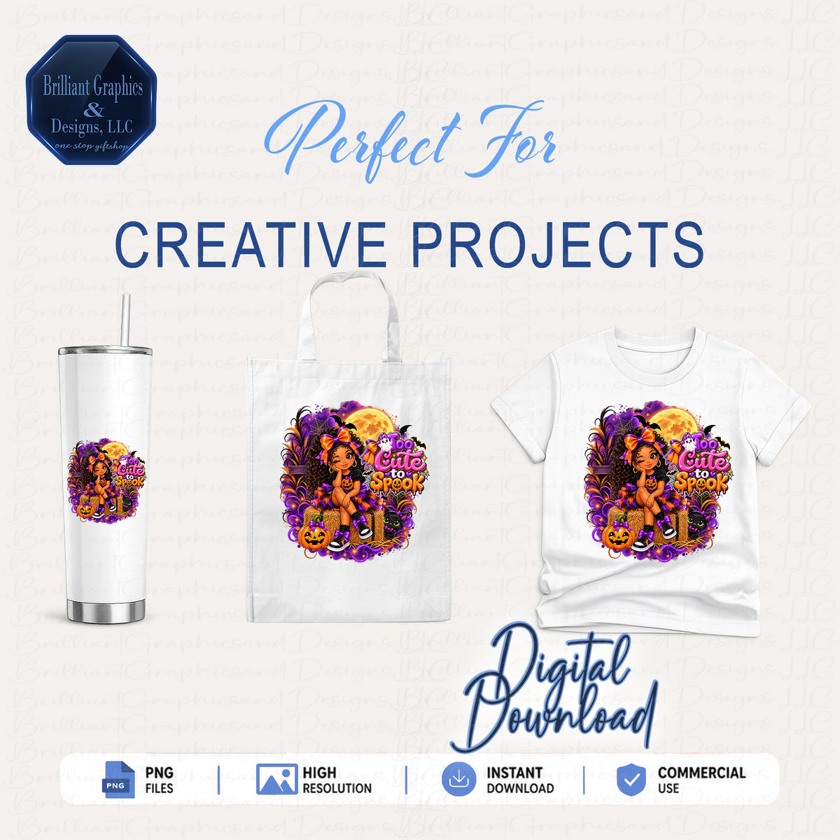 Too Cute To Spook. Halloween Design | Digital Download
