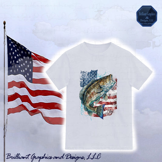 Patriotic Fishing with USA Flag Tshirt