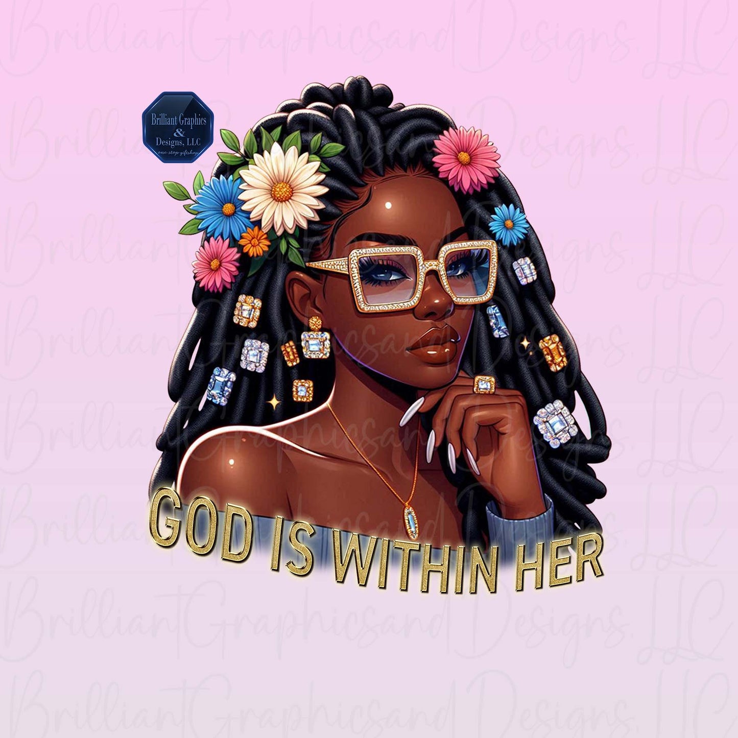 God Is Within Her. African American Woman. PNG. Sublimation. DTF. Digital Download. Motivational.
