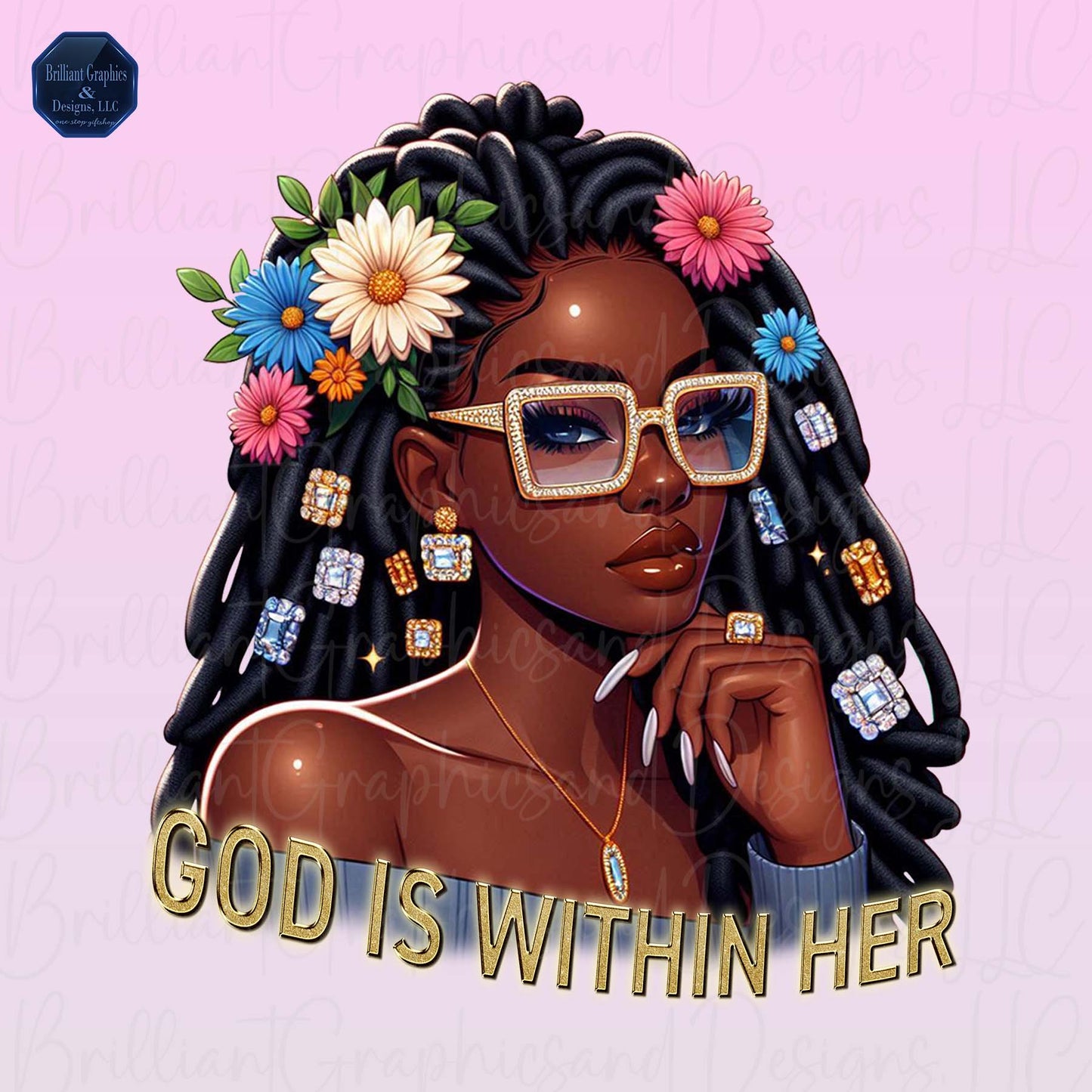 God Is Within Her. African American Woman. PNG. Sublimation. DTF. Digital Download. Motivational.