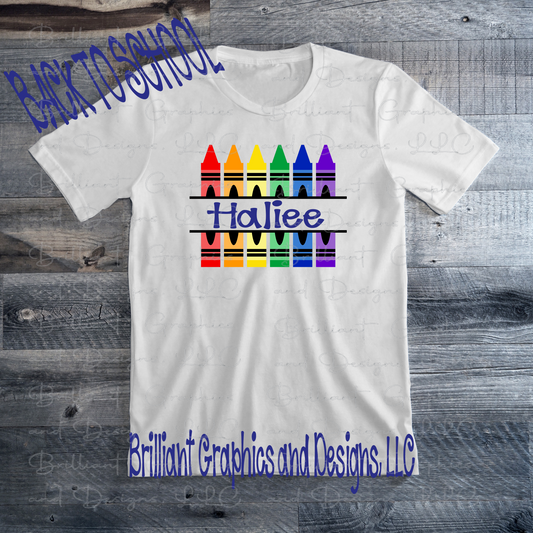 Cute Back to School Shirt Crayon Design
