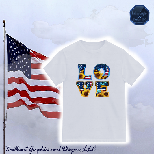 USA LOVE Patriotic Western Design T-shirt