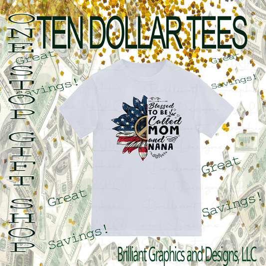 Patriotic Blessed Mom and Nana T-shirt