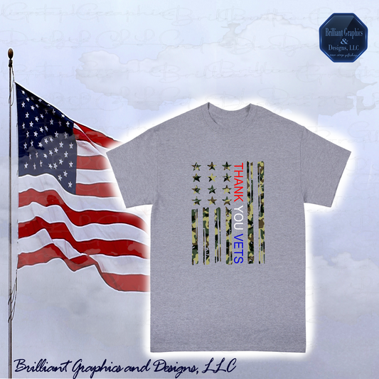 Patriotic USA Flag Thank You Vet T-shirt