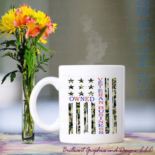 Veteran Owned Business Camo-Flag Coffee Cup