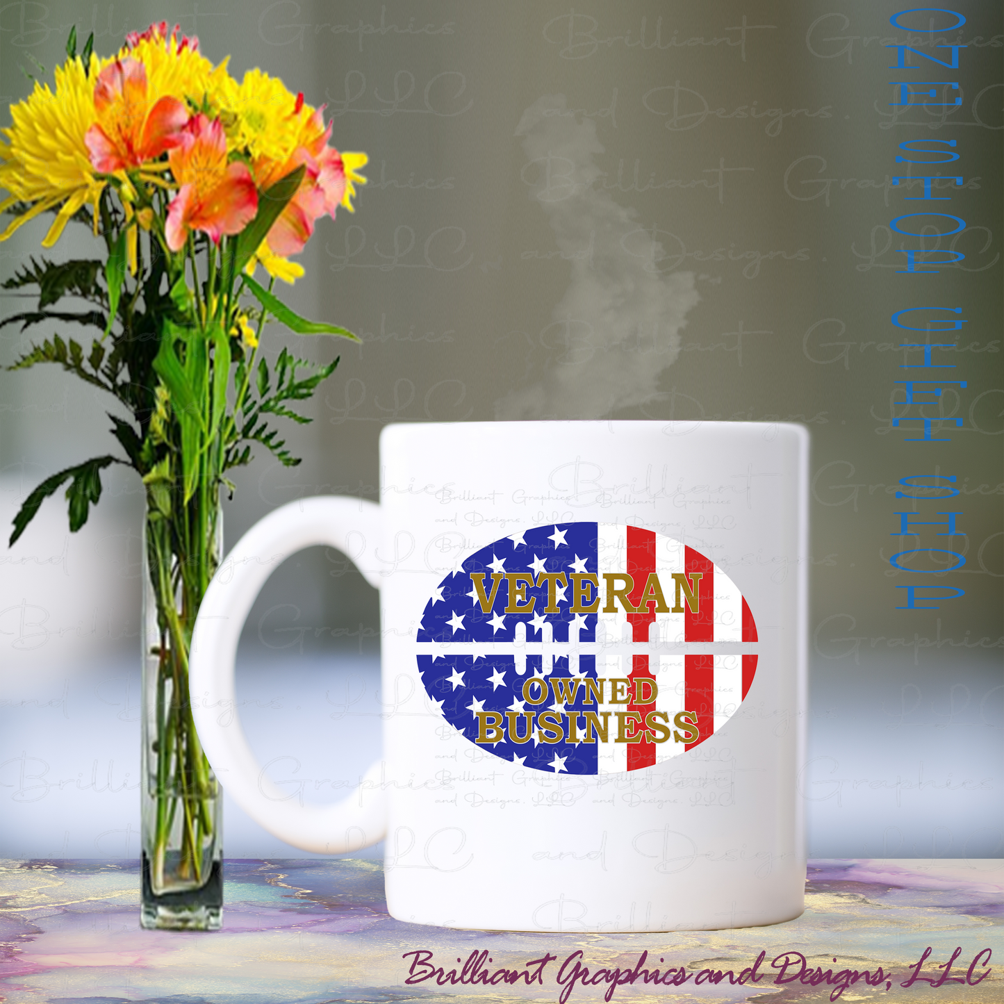 Support Veteran Owned Business Football Coffee Cup